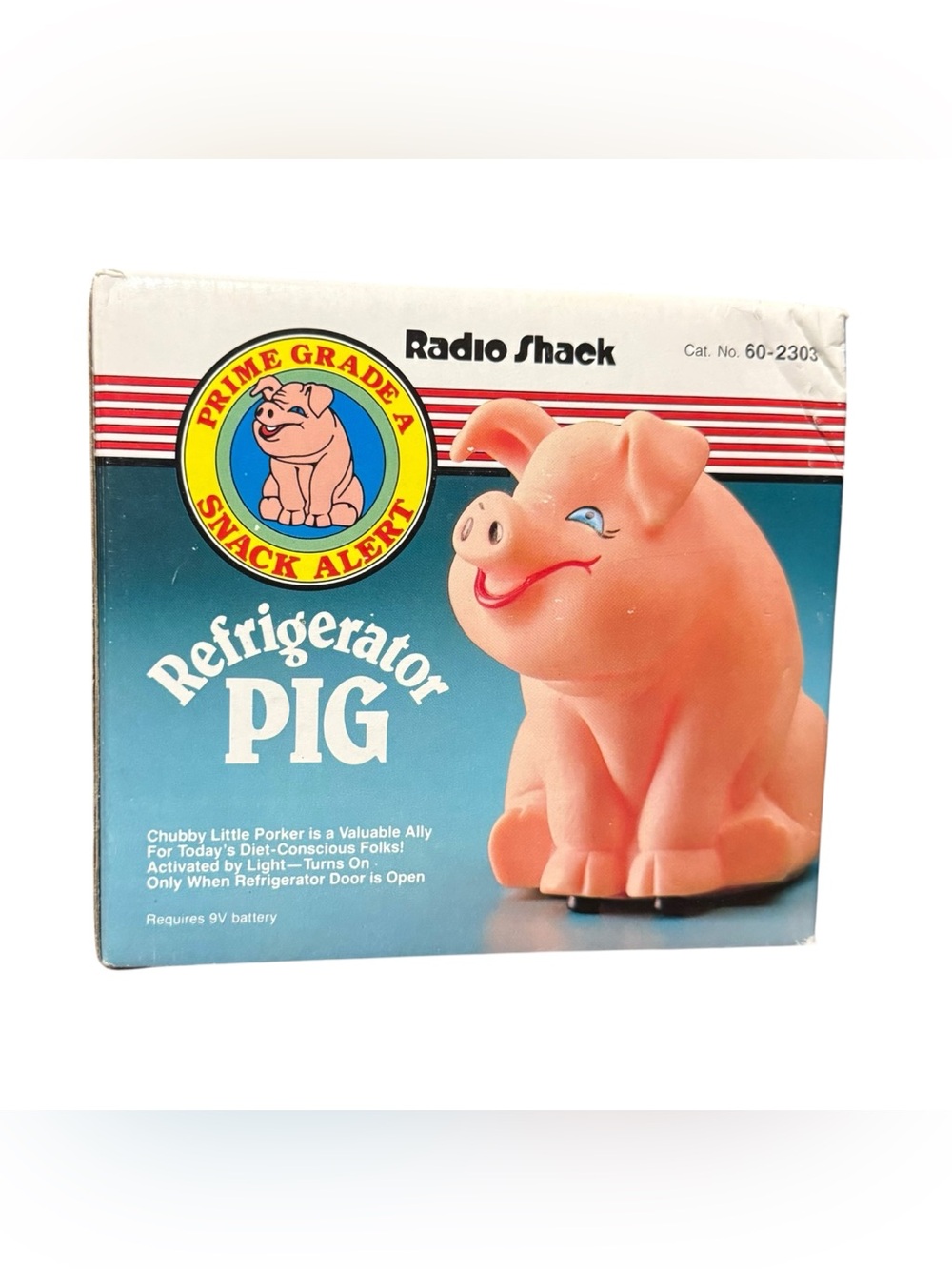 Vintage NOS Radio Shack Refrigerator Pig Snack Alert Pig w Original Box Gag Gift